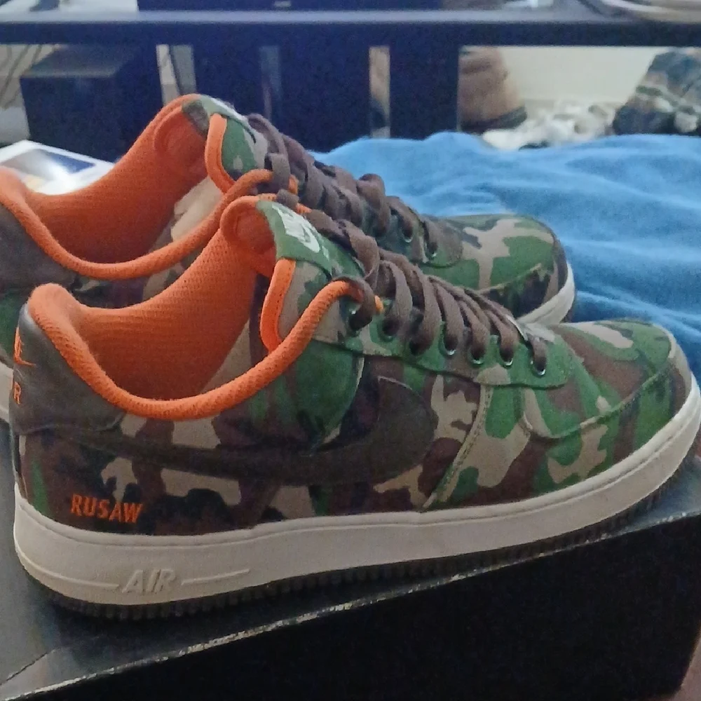 Nike Camo Air Force 1 Sneakers - Green/Brown/Orange - Picture 4 of 8